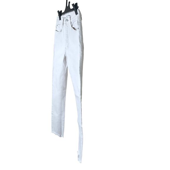 Aritzia Denim Forum White The Yoko High Rise Slim Jeans Raw Hem Size 26 - Picture 4 of 9